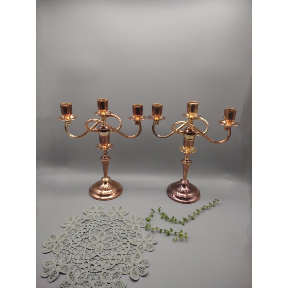 Vintage 12" Silver Plated Three Arm Candelabra Candlesticks, Infinity Knot, READ
